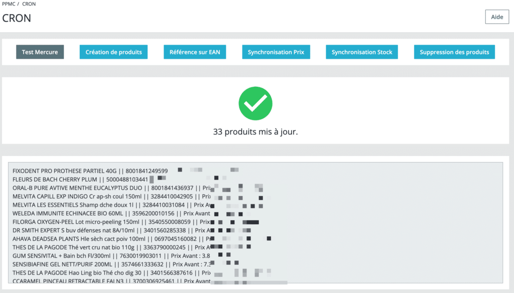 Centre de commande CRON avec ERP Prestashop